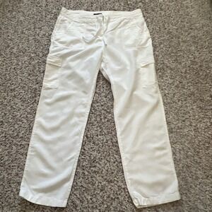 Eileen Fisher New Women's SZ 14P White Cargo Pants Lyocell/Linen Straight Legs
